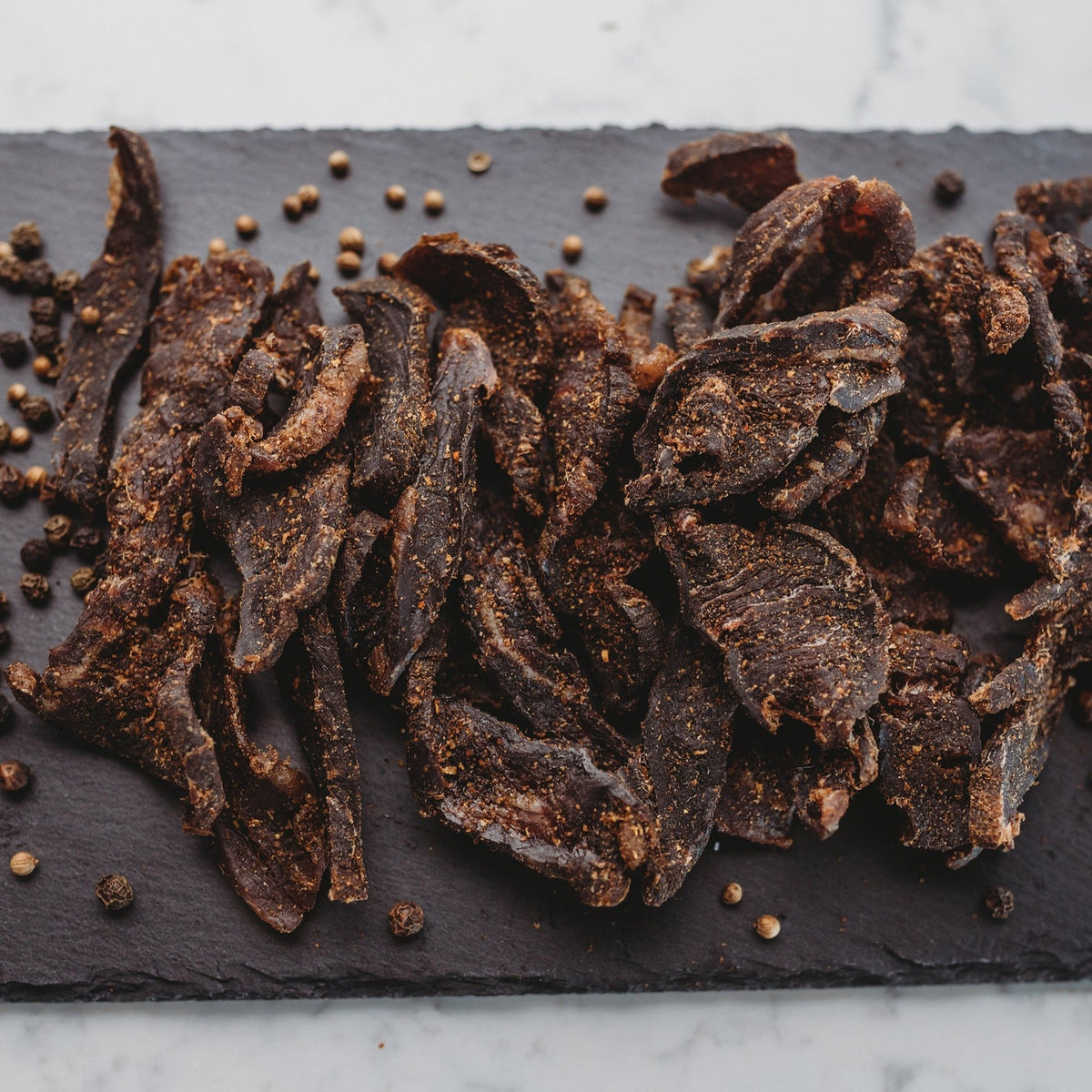 A pile of sliced biltong